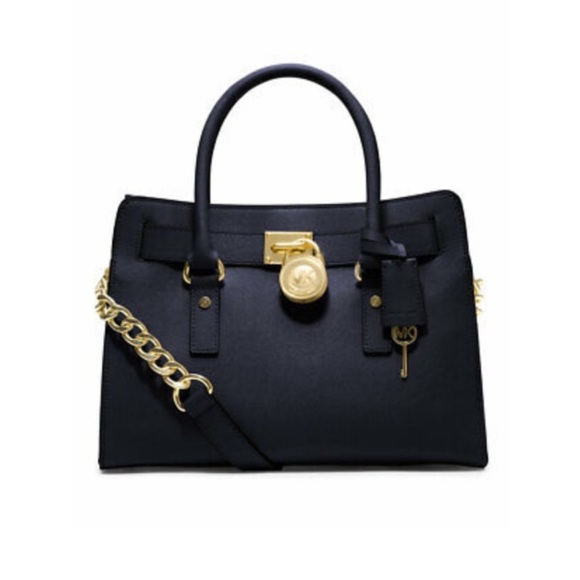 Michael Kors Women’s Hamilton Saffiano Leather Medium Satchel, Navy Blue - Picture 1 of 4